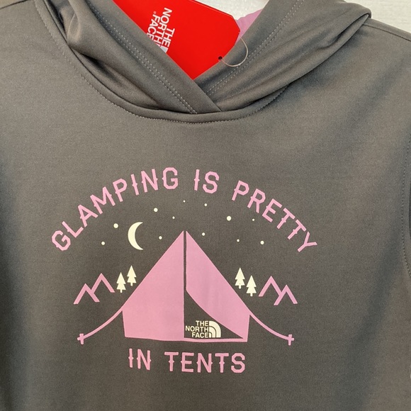 The North Face Hoodie Girls XL 18 Graphic “GLAMPING IS PRETTY IN TENTS” - Picture 6 of 8